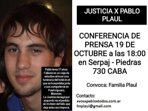 Convocatoria Conferencia de Prensa SERPAJ 19/10/2018