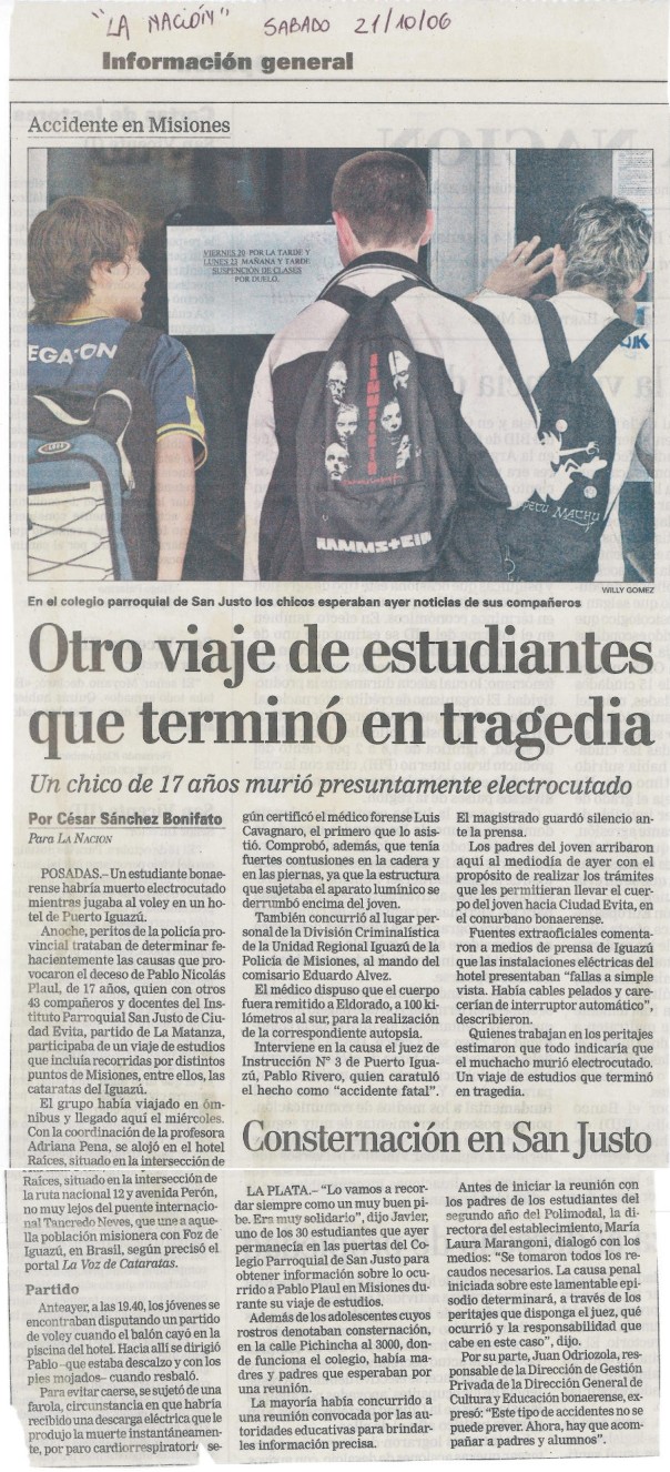 Articulo publicado por el diario la nación el día Sabado 21 de Octubre de 2006